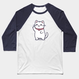 Adorable Cat Waving Baseball T-Shirt